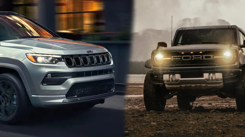 Jeep Compass 2025 против Ford Bronco 2025: Какой внедорожник лучше?